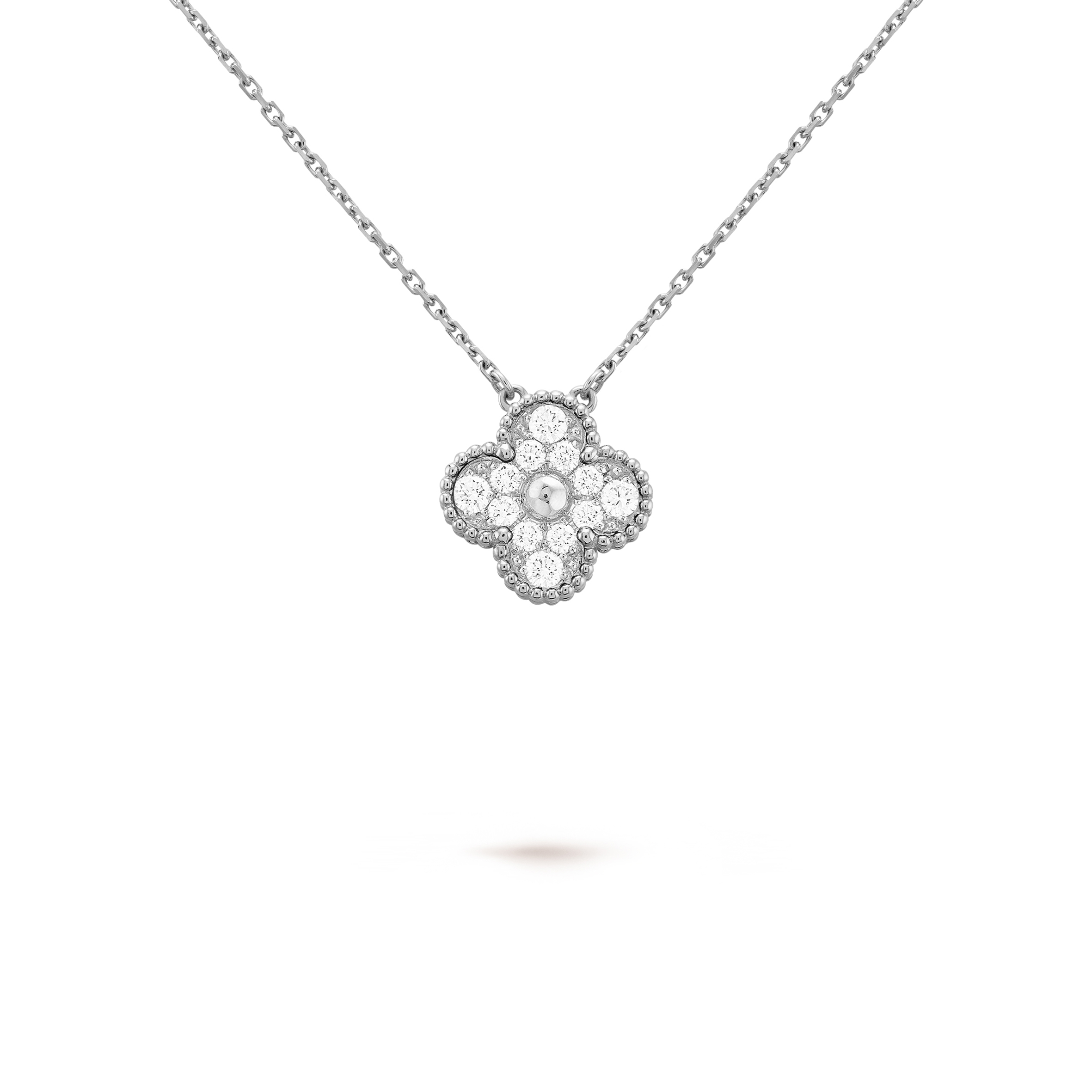 v*n cl*f arpels vintage alhambra pendant - white gold, Di*m*nd  vcara46100